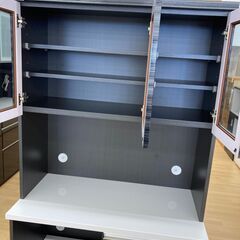★ジモティ割引あり★【リユースのサカイ野々市店】食器棚 黒 3枚扉 W(幅)90×D(奥行き)45×H(高さ)180cm ※クリーニング済みの画像