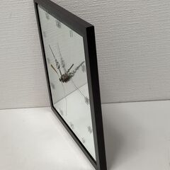スクエア　ミラー掛け時計  おしゃれ クロック　黒フレーム　 鏡 2way 250820-5Yの画像