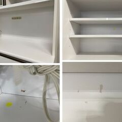クラフトコガ 大川家具 キッチンボード エミリオ 幅120 ソフトクローズ モイス 食器棚 ホワイト 中古家具 店頭引取歓迎 R9882の画像