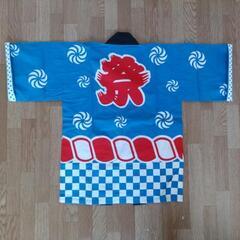 3点セット　はっぴ　法被　帯　手ぬぐい　青　120 130 140 お祭り　神輿　子供はっぴ✨️の画像