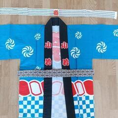 3点セット　はっぴ　法被　帯　手ぬぐい　青　120 130 140 お祭り　神輿　子供はっぴ✨️の画像