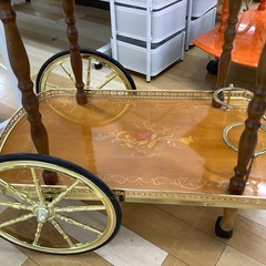 【トレファク　ラパーク岸和田店】サービングワゴン　 2段　アンティーク調　ブラウン×キャ面の画像