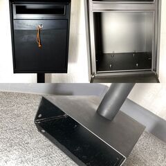 ∞ アイアン製 スタンドポスト 郵便受け 鉄製 鍵付き 高さ100cm 凹みなし 側面に傷ありの画像
