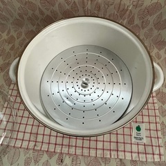 富士ホーロー蒸し器　HONEY WERE★ホーロー両手鍋 蒸し器レトロ花柄蒸し鍋の画像