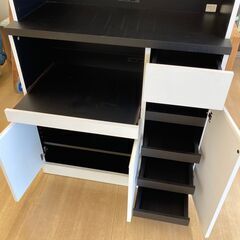 ★ジモティ割引あり★【リユースのサカイ野々市店】食器棚 白黒 W(幅)90×D(奥行き)42×H(高さ)183cm ※クリーニング済みの画像