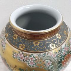 九谷焼 九谷正峰/ 花瓶 /色絵孔雀牡丹文花瓶/ 置物/ 飾り/ 骨董/ 和風/ インテリア/ 花器/ 壺　 C0ET0125の画像
