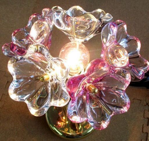 HOYA 卓上テーブルランプ 花 クリスタルガラス 照明 ヴィンテージ ホヤ