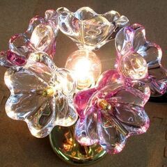 HOYA 卓上テーブルランプ 花 クリスタルガラス 照明 ヴィンテージ ホヤ ガラス製フラワー ライト 札幌市北区屯田の画像