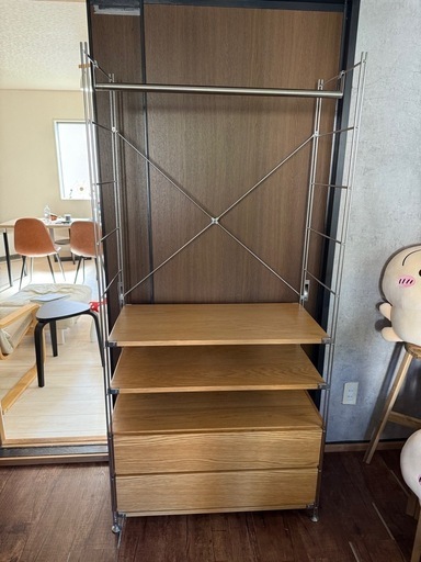 引き取り限定！！ 無印良品 ステンレス ユニットシェルフ 大 オーク材 ワイド