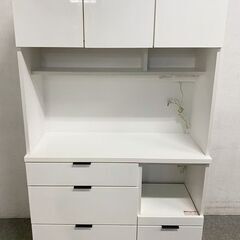 NITORI/ニトリ キッチンボード エトナ105KB-WH ホワイト 幅105cm レンジボード 食器棚 ➁ 中古家具 店頭引取歓迎 R9885の画像