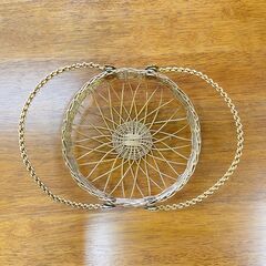 昭和レトロ ゴールドメタルバスケット ワイヤーカゴの画像