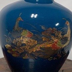 配送可能　金彩　孔雀　牡丹 花器 壺 花瓶 花入 飾壺　アンティーク　古道具　の画像
