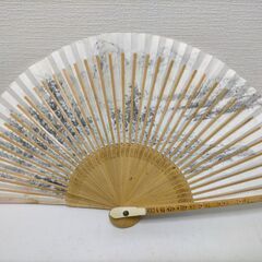 中国山水画　扇子（飾り扇）特大　風景画　床の間飾り　250820-12Tの画像