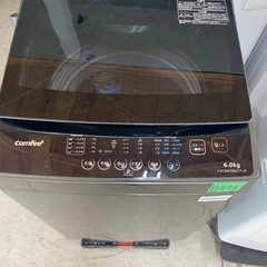 NO B438🌈福岡市内配送設置無料✨🌈コンフィー(COMFEE') 洗濯機 6kg 透明ガラスドア 全自動 槽洗浄 予約機能 コンパクト 風乾燥 1-3人用 一人暮らし 6キロ スピードコース ステンレス槽 CAC06EW60/T-S1 黒 金属グレー　2024年の画像