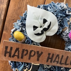 ハンドメイド　ハロウィン　デニムリースの画像