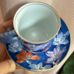 有田焼　華山 花柄 陶器 カップ・ソーサーセットの画像