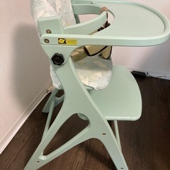 大和屋　アッフルチェア　ハーブグリーン　チェアクッション　セーフティベルト付きの画像