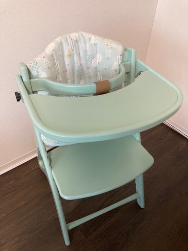 【美品】大和屋　アッフルチェア ハーブグリーン ハイチェア【組み立て不要】 美品】大和屋 アッフルチェア ハーブグリーン ハイチェア