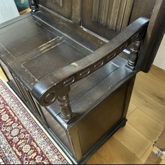 中古 イギリス アンティークオーク材 ベンチ 椅子 チェア ソファ 収納ベンチ キャビネット 店舗 オフィス 業務用 店舗什器の画像