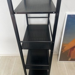 4段　フリーラック　棚　シェルフ　黒　中古品　の画像
