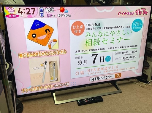 SONY BRAVIA 液晶テレビ　49型　KJ-49X8000E