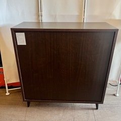 【武蔵小山店】　キャビネット 木製収納棚 食器棚 ガラス扉 レトロ モダン 収納家具 ブラウン ウッド チェスト フラップ ガラス マガジン ディスプレイ ラック cabinet cupboard storage shelf glass door wooden brown retro modernの画像