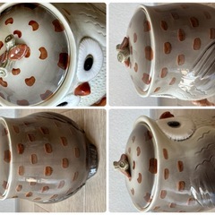 フクロウ　ふくろう　福朗　陶器　キャニスター　小物入れ　クッキーポット　縁起物の画像