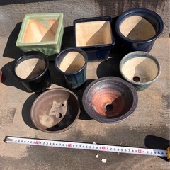 盆栽鉢、8鉢組、植木鉢、陶器、中古品の画像