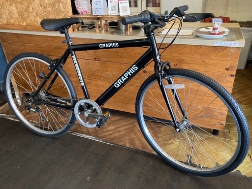 【SALE！8月末まで防犯登録無料！前後タイヤ・チューブ新品！】6段変速　タイヤサイズ26インチクロスバイク　ブラック