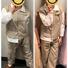 【130】キッズフォーマルスーツ ベージュ アシンメトリーの画像