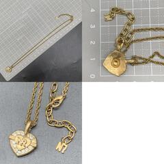 I353　ニナリッチ ゴールド カラーネックレス　ロゴネックレス　NINARICCI NINA NINA RICCI　ラインストーン　ハートモチーフの画像