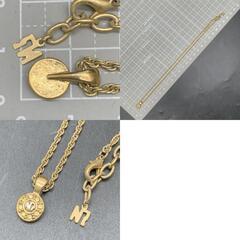 I354ニナリッチ ゴールド カラーネックレス　ロゴネックレス　NINARICCI NINA NINA RICCI　ラインストーン　サークルモチーフの画像