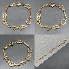 I308　Christian Dior クリスチャンディオール GP DIORPARIS ロゴ ブレスレット 19cm レディース 中古　ゴールドカラーの画像