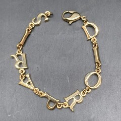 I308　Christian Dior クリスチャンディオール GP DIORPARIS ロゴ ブレスレット 19cm レディース 中古　ゴールドカラーの画像