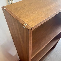 【武蔵小山店】MUJI 無印良品 スタッキングシェルフ スタッキングチェスト カスタマイズ 組み合わせ シェルフ 棚 チェスト ウォルナット 木製 ナチュラル ３段の画像