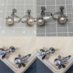 B336　テリ艶◎イヤリング 両耳 パール あこや本真珠 SILVER刻印 シルバー ケース社外 レディースアクセサリー パールイヤリング　フラワーモチーフ　冠婚葬祭の画像