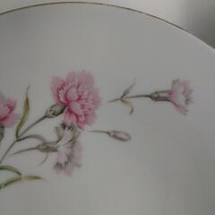 皿　カーネーション柄　カレー皿　絵皿　3枚　昭和レトロ　ビンテージの画像