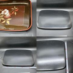 F390長手盆 工芸品 漆器  伝統工芸 お盆　サイズ約46×30㎝ 大 長方形 合成漆器　花柄の画像