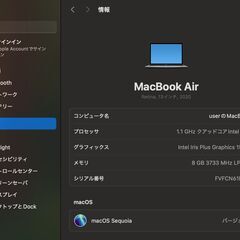 MacBook Air（Retina,13インチ,2020）256GB/8GB〈MWTJ2J/A〉⑥の画像