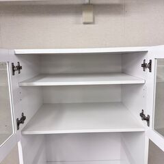  24881  2枚ガラス扉キッチンボード幅59cm食器棚    ◆大阪市内・東大阪市他 6,000円以上ご購入で無料配達いたします！◆ ※高槻・枚方方面◆西宮・尼崎方面◆生駒方面　それぞれ条件付き無料配送あり！            の画像