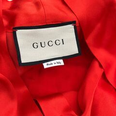 186005 現状品 GUCCI グッチ 長袖シャツ オレンジ レッド 美品 [241002HM100266]の画像