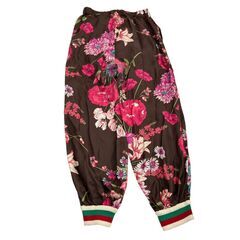 186005 現状品 GUCCI グッチ GUCCI リブラインパンツ シルク レディース [241002HM100280]の画像