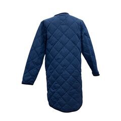 186004 現状品 TAION タイオン ロングコート シティ パイピングクルーネック S ネイビー ポリエステル/コットン レディース [250129HM240208]の画像
