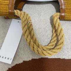 MARNI マルニ バーラップ ストロー×レザー ハンドバッグ トートの画像
