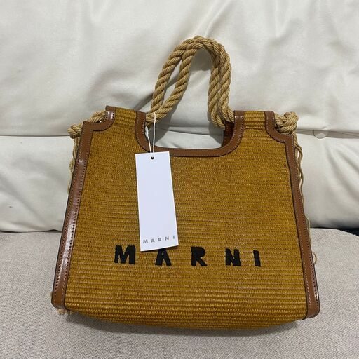 MARNI ストロー レザー ハンドバッグ MARNI マルニ バーラップ ストロー×レザー ハンドバッグ トート