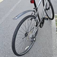リサイクルショップどりーむ荒田店 No447　クロスバイク　シティサイクル　グレー　※タイヤ前後サイズが違いますの画像