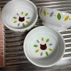 猫ご飯用の皿３個の画像