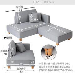LOWYA カウチソファ オッドマンとクッション2個セットの画像