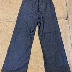 【新品】AZUL ワイドレッグ デニムパンツ ダークブルー Sサイズの画像
