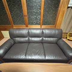 三人掛けソファー(合皮　ブラック)の画像